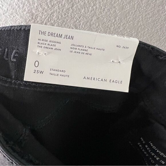 American Eagle Black Fringe Hi-Rise Dream Skinny Jegging Jeans Women's Size 0 - Picture 8 of 9